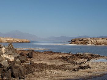 Pictured is Lake Assal in Djibouti, Africa.  Photographer Unknown.